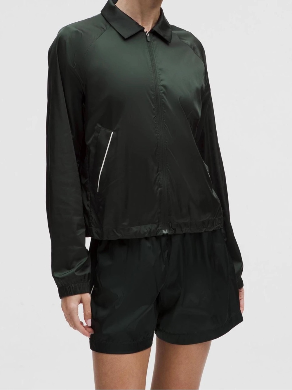 Lululemon Stretch Satin Nylon Jacket Zip up Green XS Extra Small - Picture 6 of 6